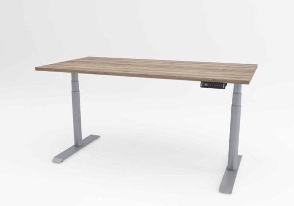 Ergolux round miza v sivi barvi.