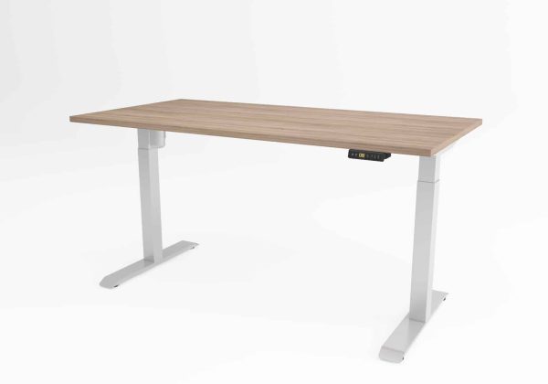 Ergolux single dvižna miza v beli barvi.